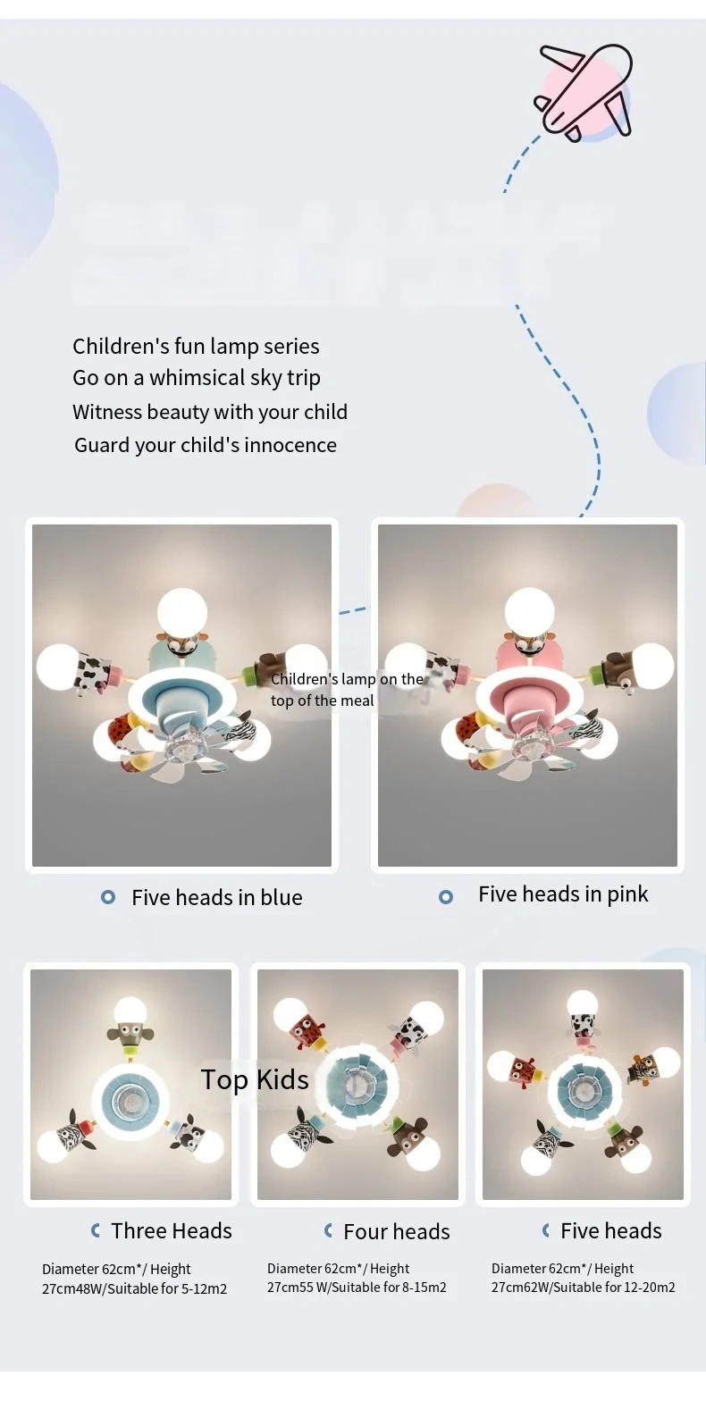 Nordic Cartoon LED Ceiling Fan Light – Children’s Bedroom Boys & Girls