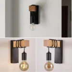 Retro Wood LED Wall Lamp – Industrial Night Light for Bedroom & Bathroom - Image 4