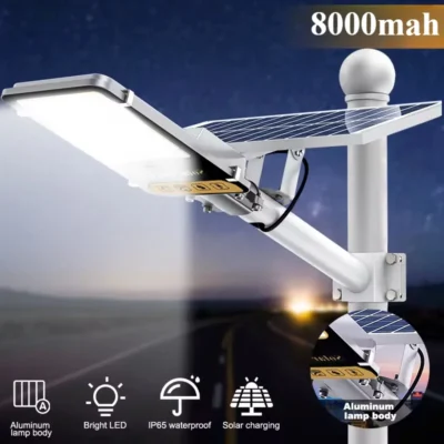 High-Power 8000mAh Solar Street Light – Waterproof Outdoor Wall & Garden Lamp