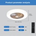 Bedroom Smart Ceiling Fan – 52cm Invisible Blades, Remote LED Light - Image 3