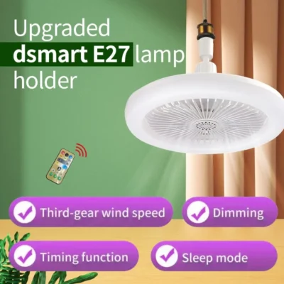 LED Ceiling Fan Chandelier – 30W, Dimmable Light, Remote Control, Bedroom