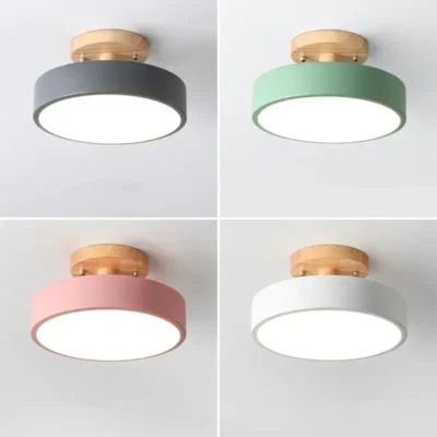 Nordic Ceiling Light – Wood Round Lamp for Dining, Study & Bathroom