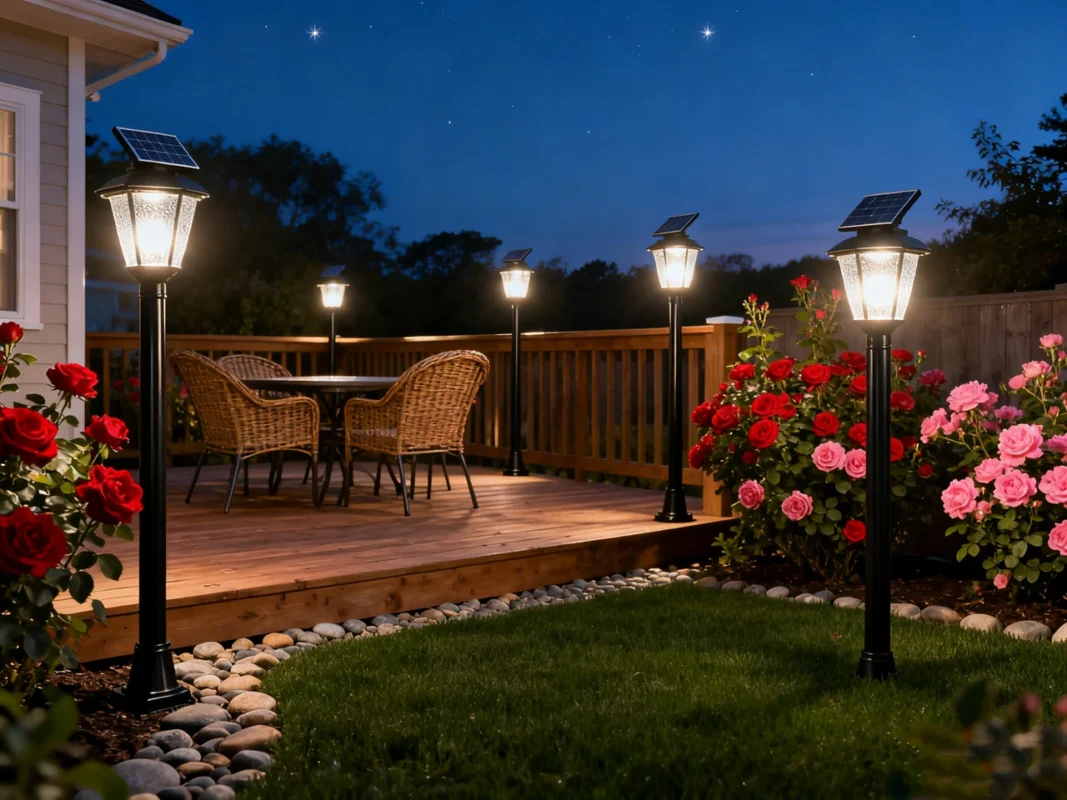 solar lantern on post