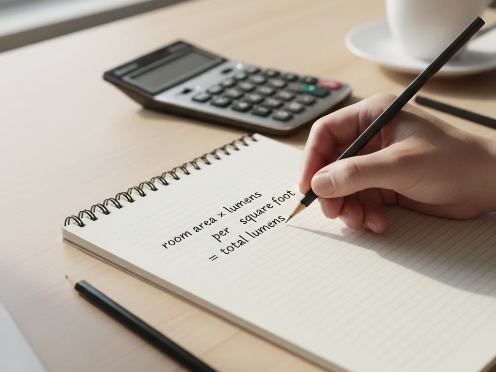 Total Lumens Needed = Room Area × Recommended Lumens Per Square Foot