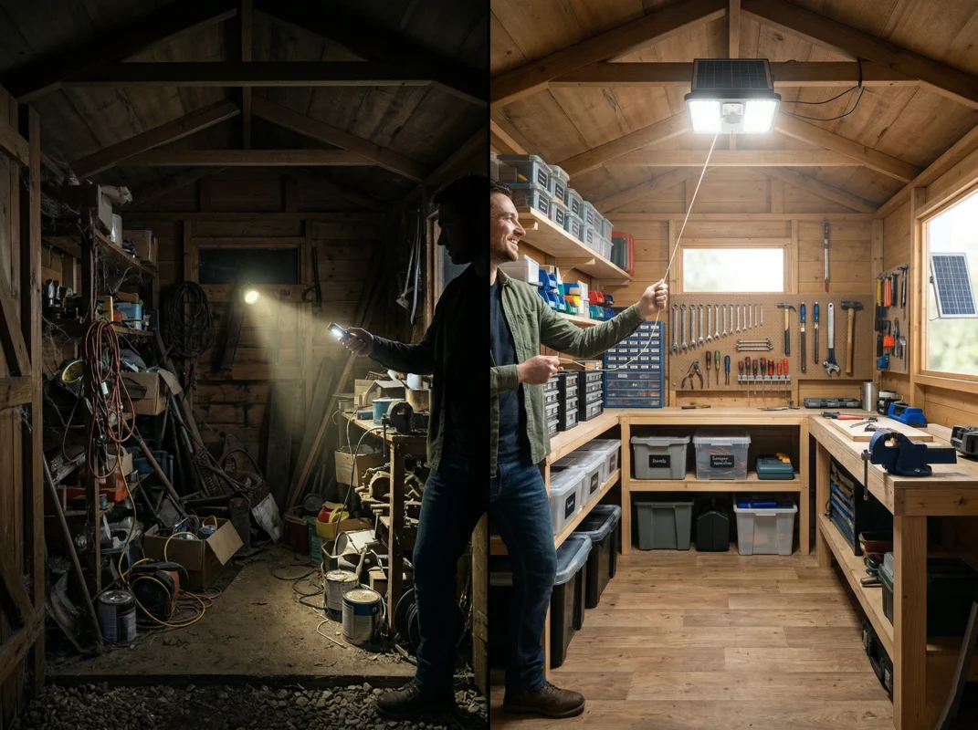 solar barn light pull cord