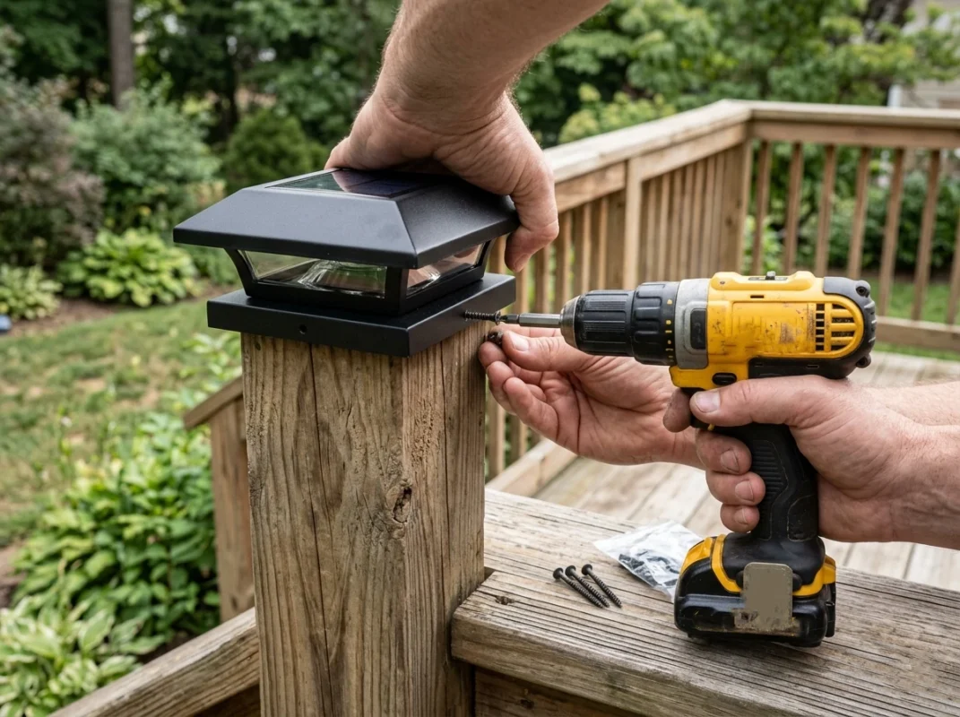copper solar post cap lights