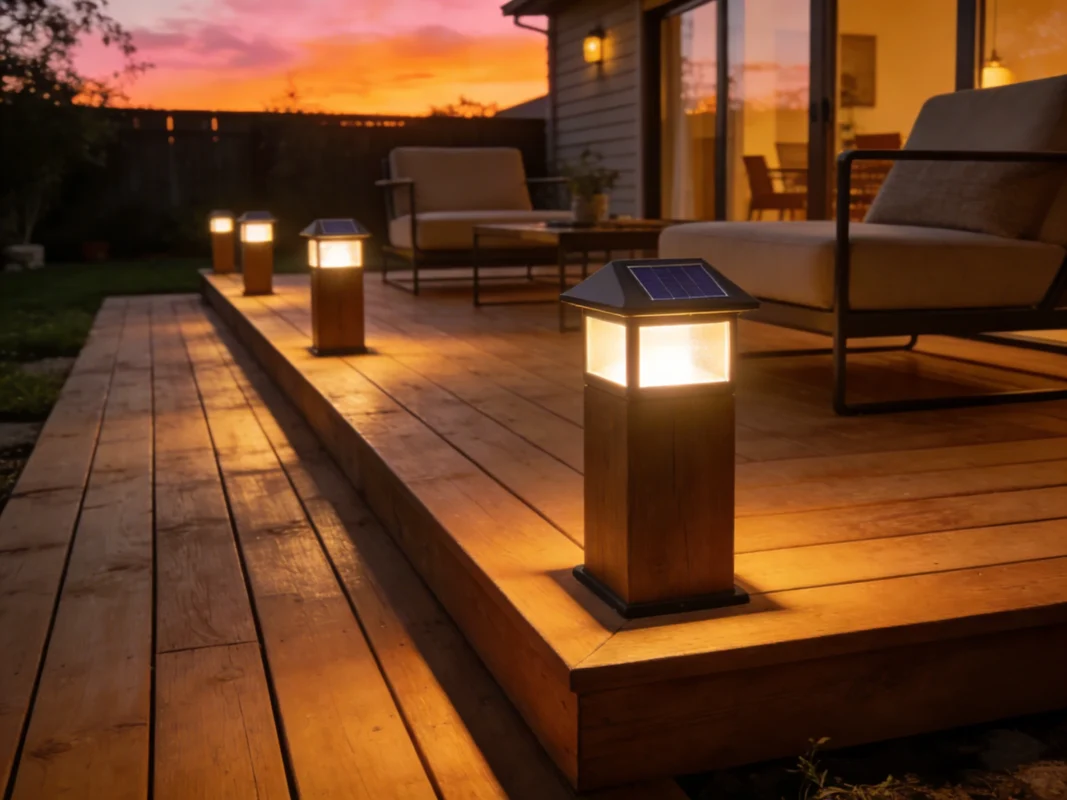 solar deck post cap lighting