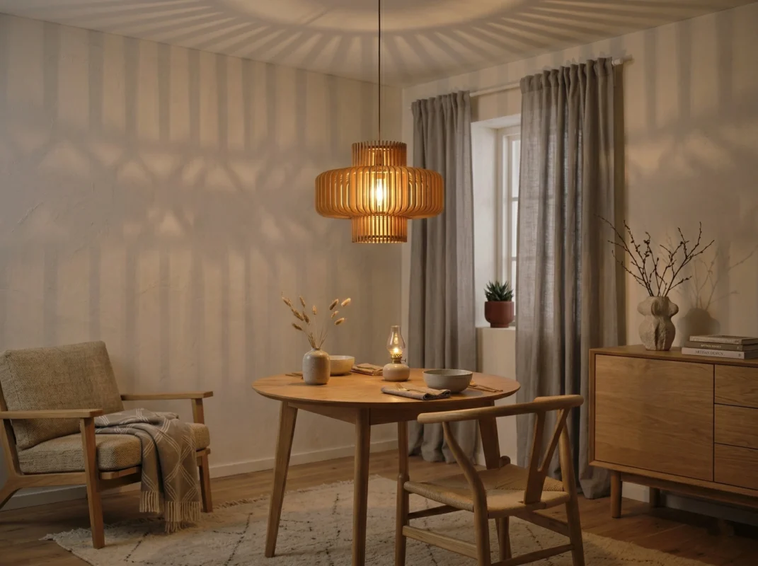 wood mid-century pendant